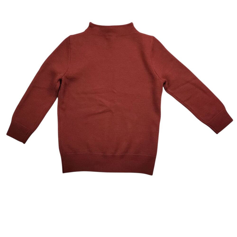 J Crew 100% Wool Knit Sweater Womens XS Orange Mock Neck Preppy